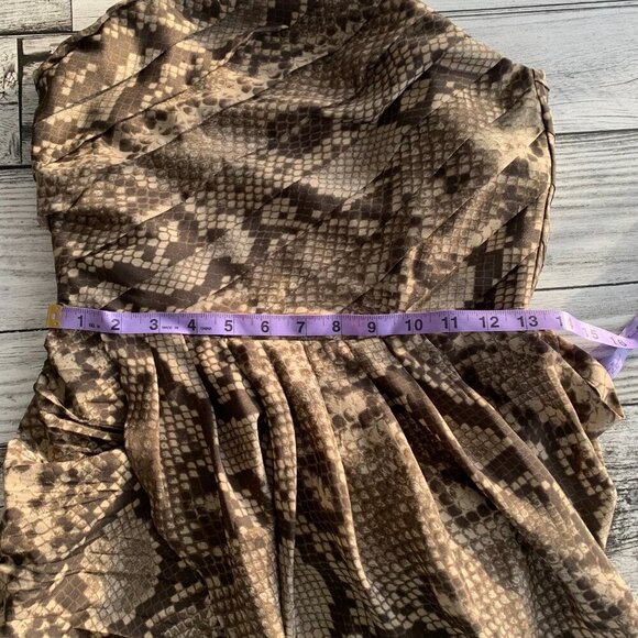 Michael Michael Kors Snakeskin Print Strapless Bubble Hem Strapless Mini Dress - Picture 15 of 16